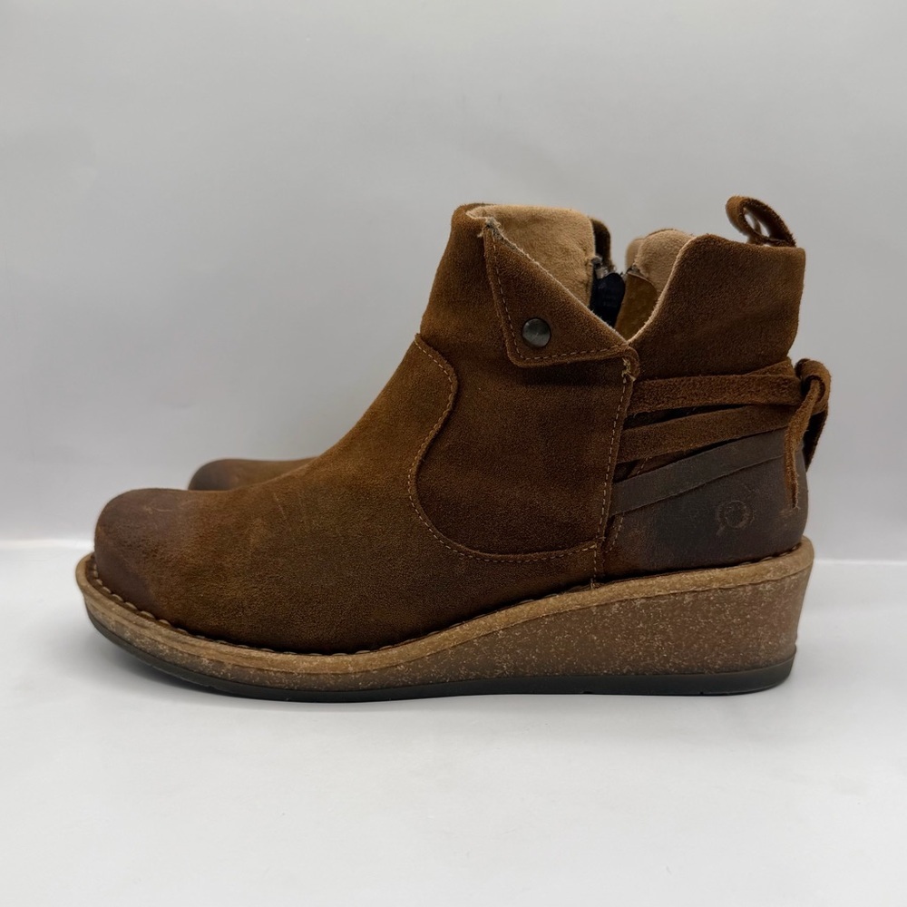 Born Varas Women's Size 9.5 Brown Leather Ankle Boots Side Zipper Comfort - Picture 3 of 11
